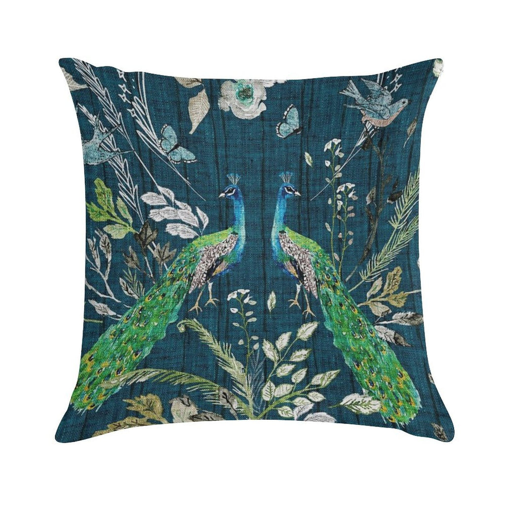 Peacock Chinoiserie (teal) Soft Luxury Feel Throw Pillow