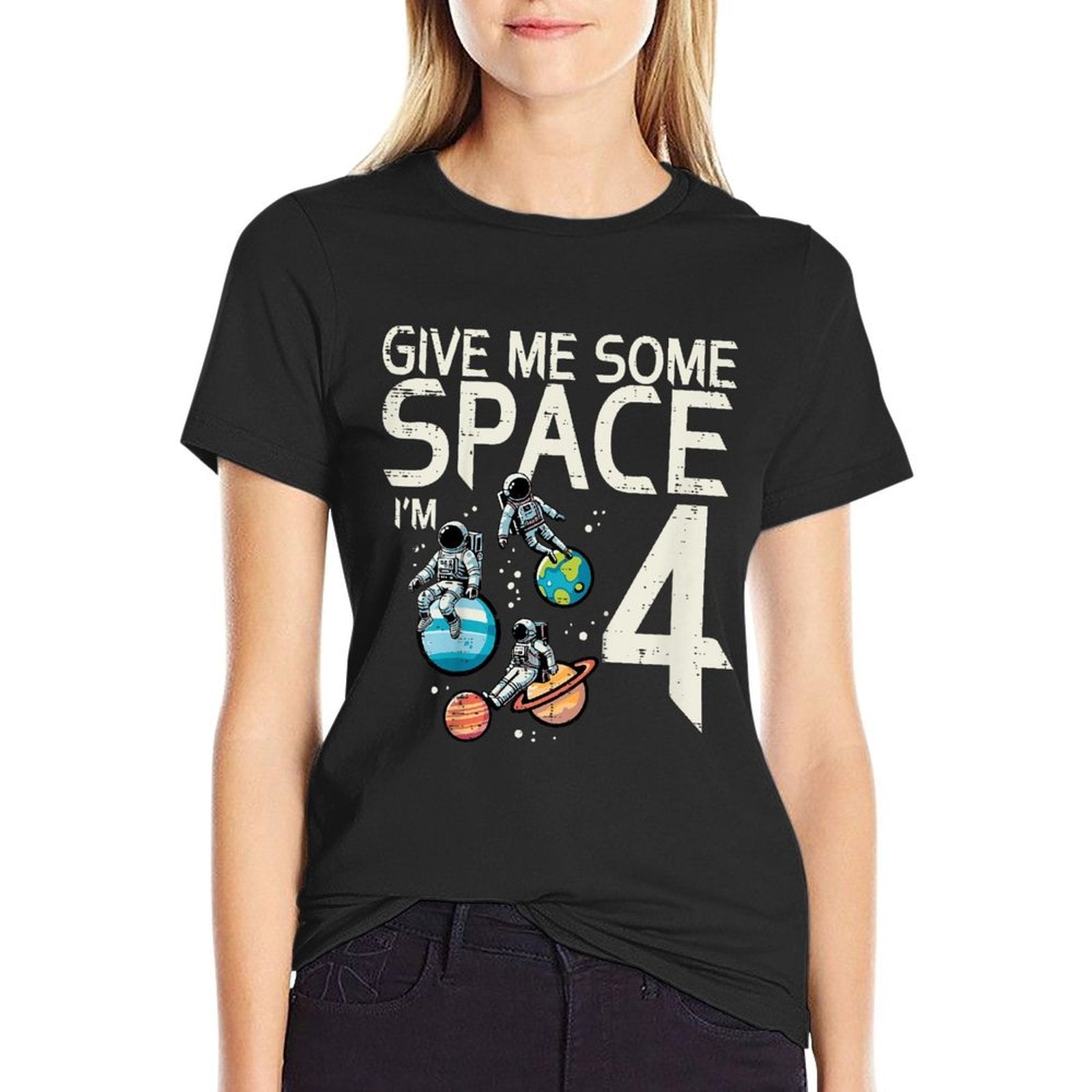 Kids 4th Birthday Astronaut Give Me Space 4 Years Old Boys Kids  High-quality Stitching T-Shirt