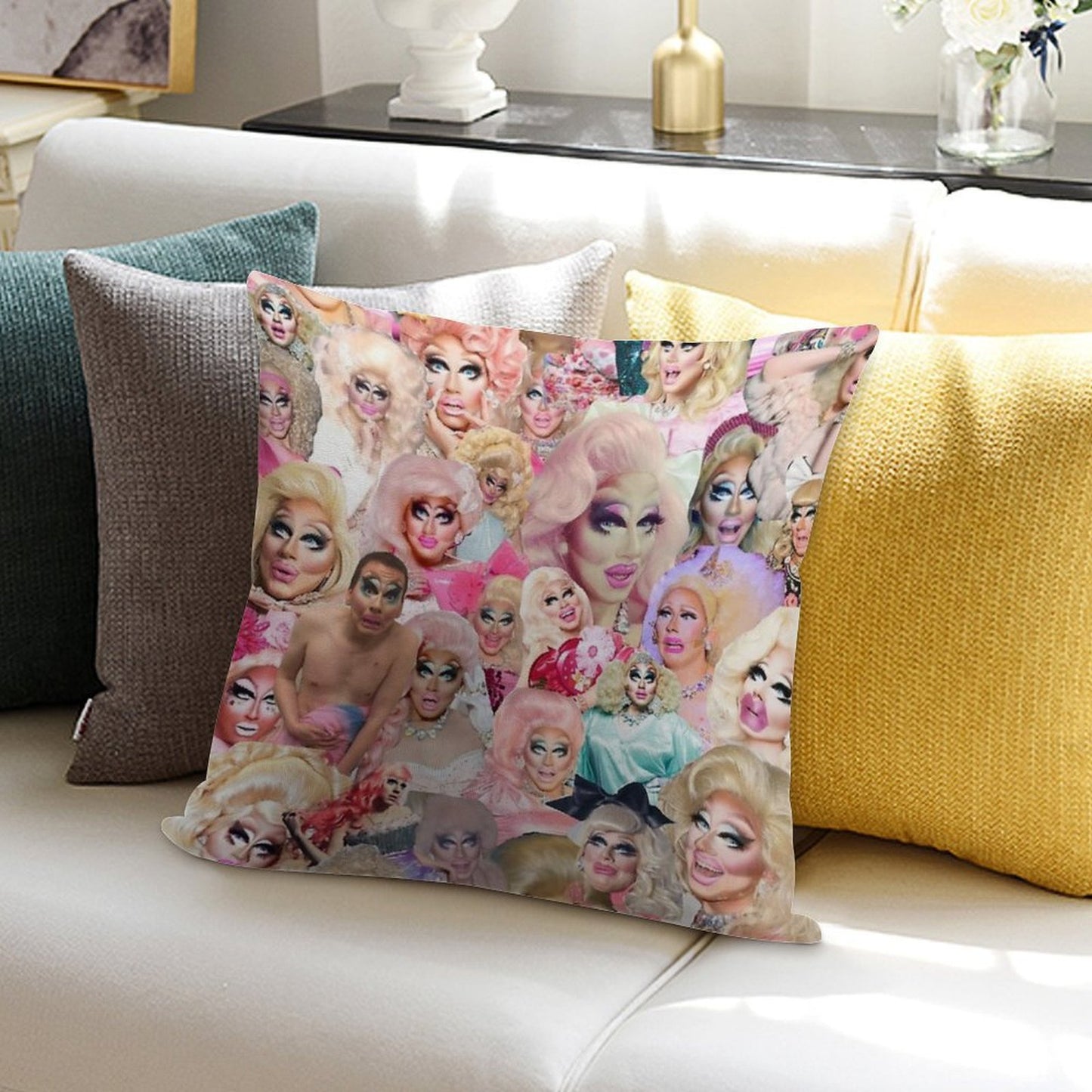 Trixie Mattel Collage Soft Luxury Feel Throw Pillow