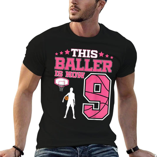 This Baller Is Now 9 Year Old Basketball 9th Birthday Girls  Odor-resistant T-Shirt
