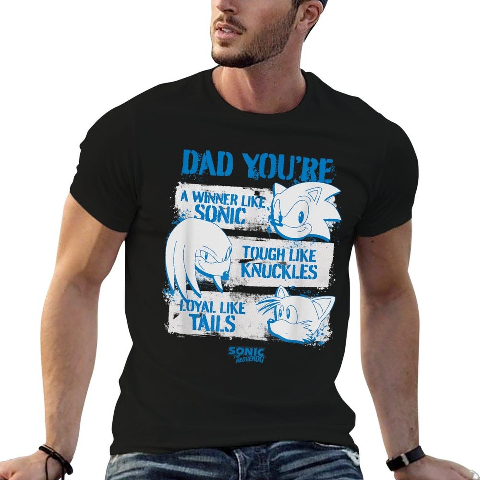 Sonic The Hedgehog Fathers Day Dad Qualities Distressed  Classic T-Shirt