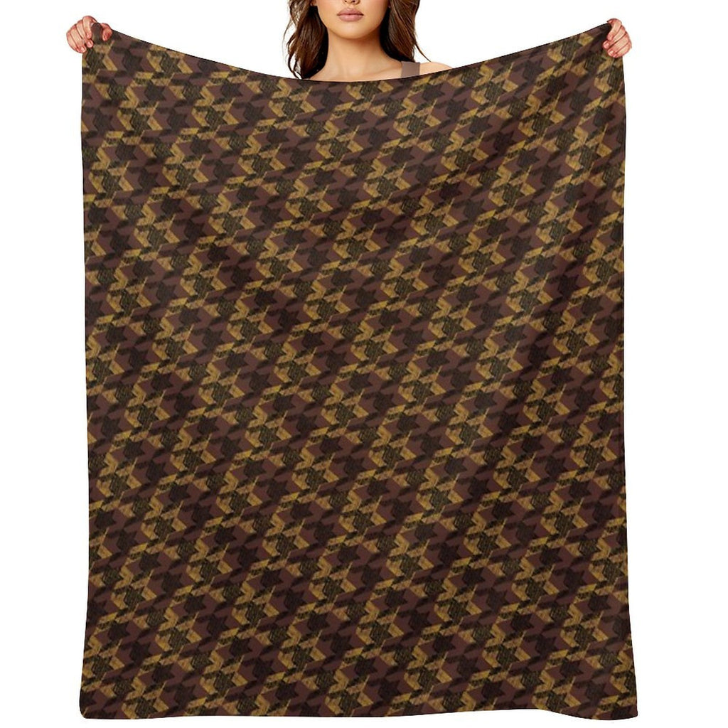 Houndstooth Brown Luxurious Pattern Anti-pilling Throw Blanket
