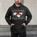 in October We Wear Red Dyslexia Awareness Halloween Ghost Colorfast Hoodie