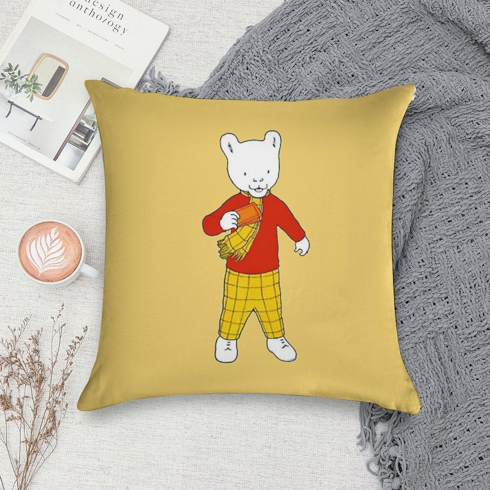 Rupert Bear Soft Short Plush Fabric Throw Pillow