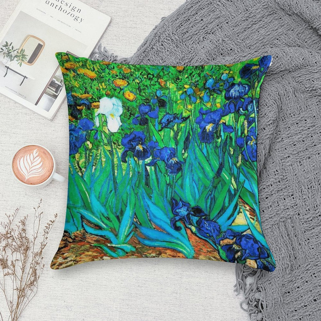 Van Gogh Garden Irises HDR Soft Ultra-Soft Texture Throw Pillow