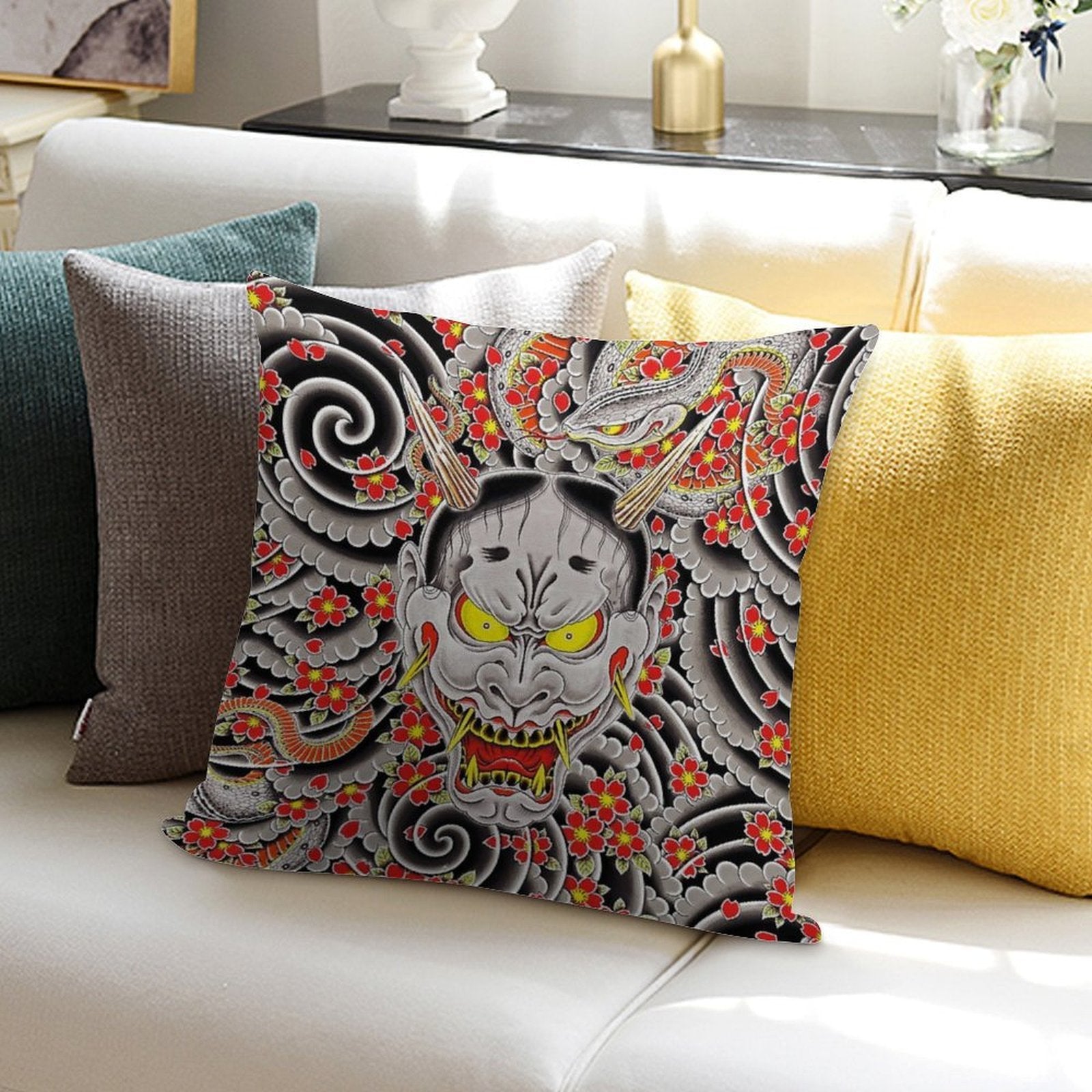 Goro Majima's Hannya  Yakuza 0 Soft Bedroom Essential Throw Pillow