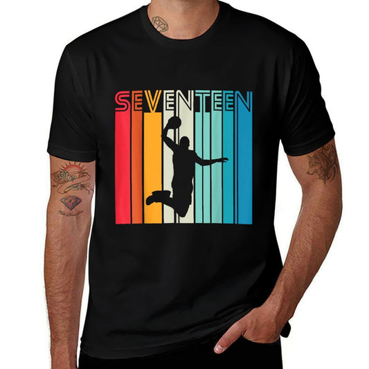 17th Birthday Basketball Lover 17 Years Old Retro  Soft T-Shirt