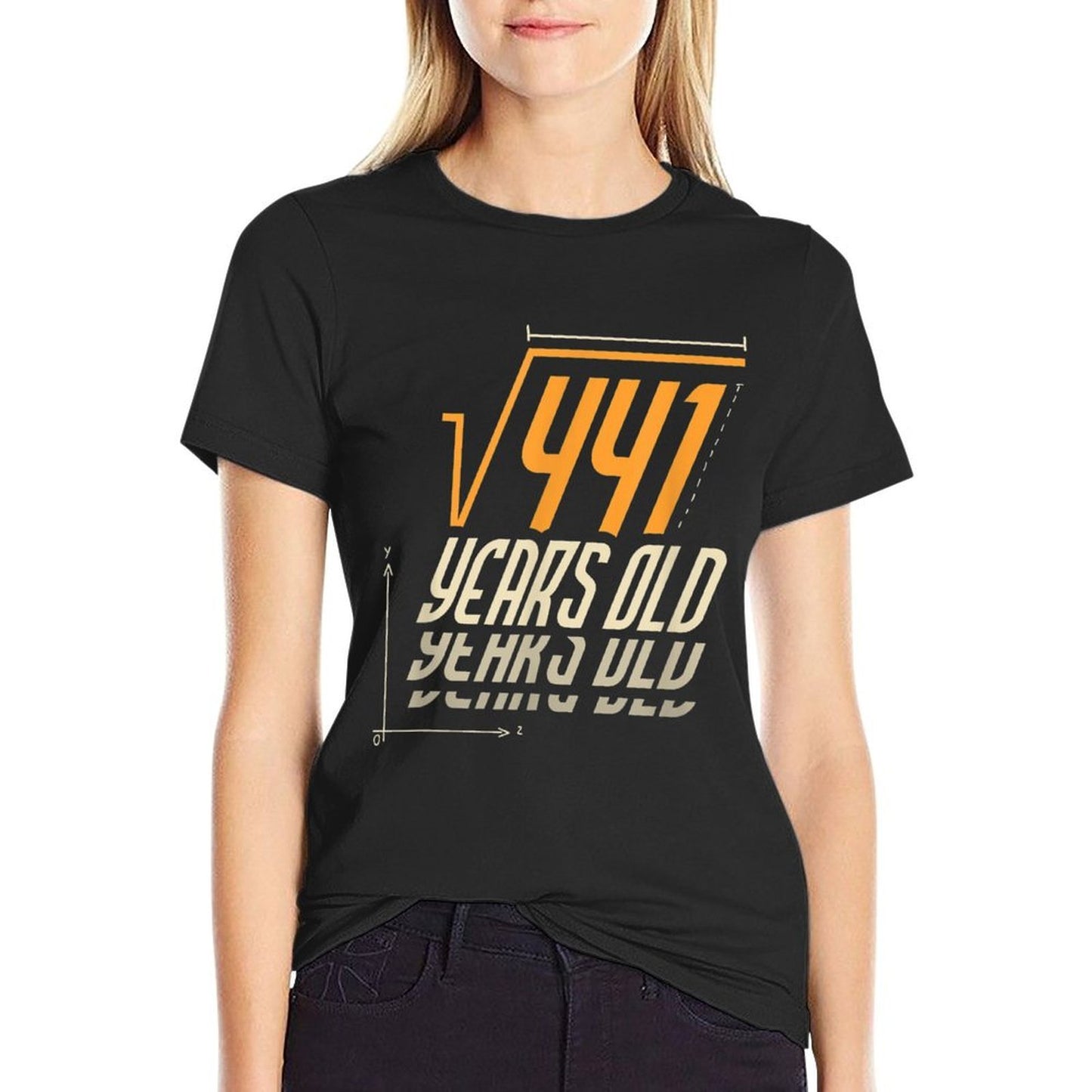 Square Root of 441 I 21 Years Old I 21st Birthday  Oversized Silhouette T-Shirt