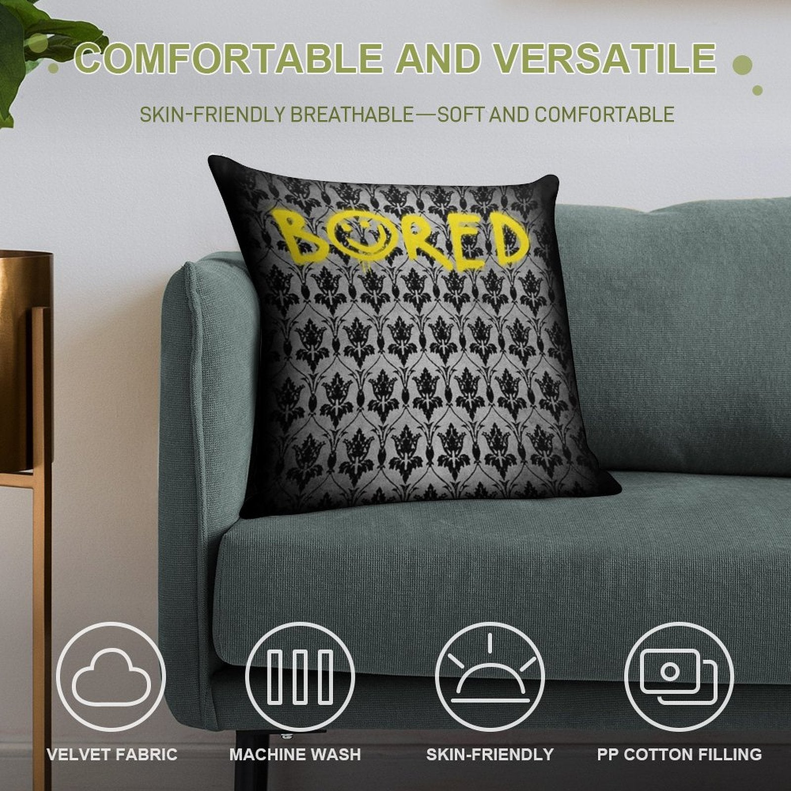 Sherlock - Bored (with Wallpaper) Soft Easy Maintenance Throw Pillow