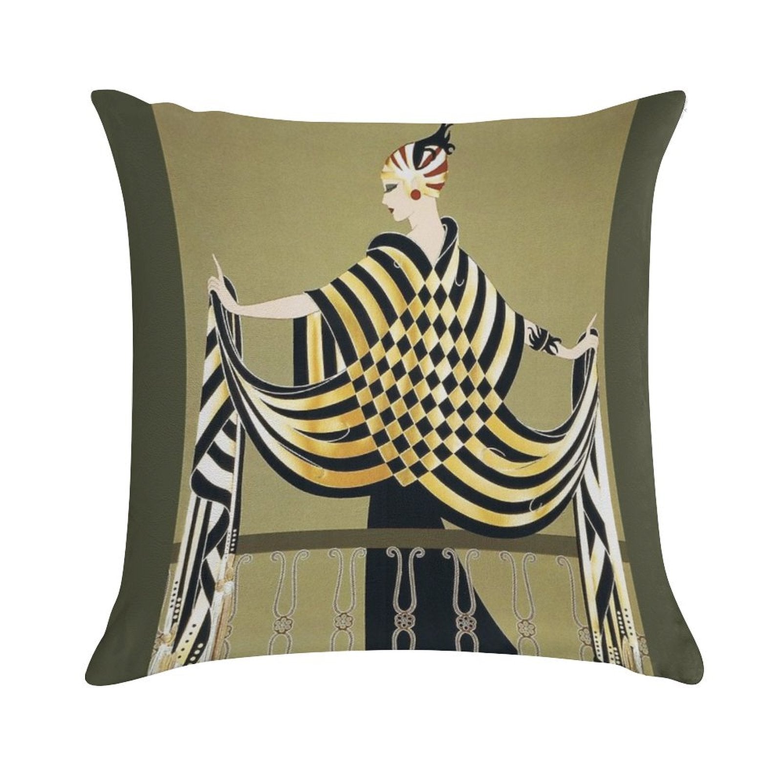 LADY OF THE CHESS Art Deco Beauty Fashion Soft Shrink-Resistant Throw Pillow