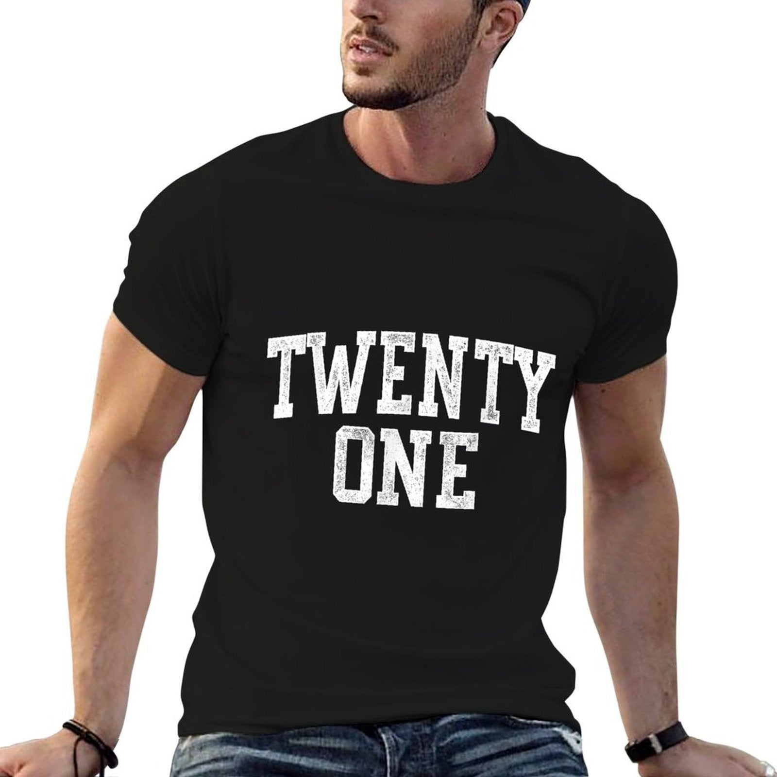 Twenty One Minimalist 21st Birthday Design 21-Year-Old  High-quality Stitching T-Shirt