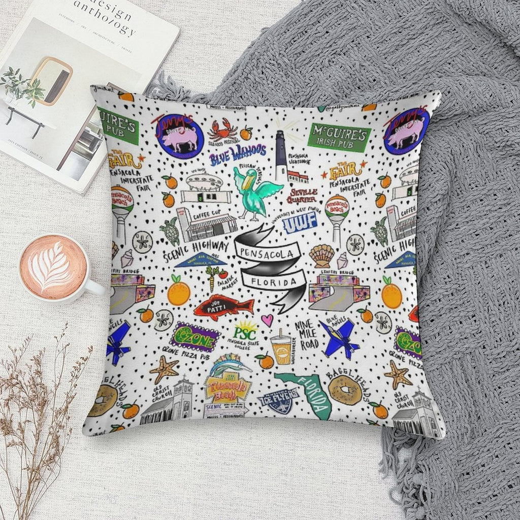 Pensacola Florida Soft Shrink-Resistant Throw Pillow