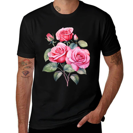 Roses Flowers Plant Gardening Floral Watercolor  Classic T-Shirt