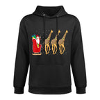 Giraffe Santa Christmas Sleigh - Funny Giraffe Xmas Breathable Fabric Hoodie