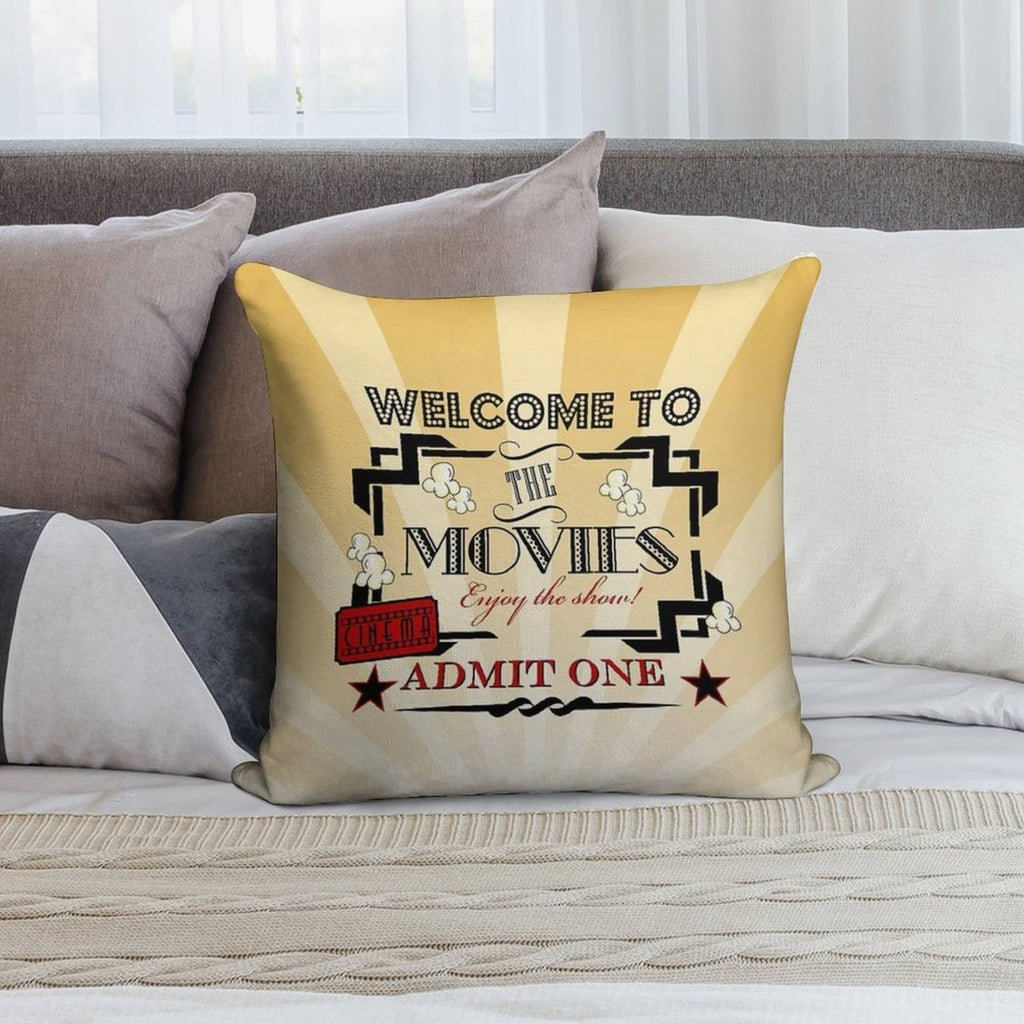Movie Theater  Admit One Ticket  Cinema Pillow-Red Soft Anti-Pilling Throw Pillow