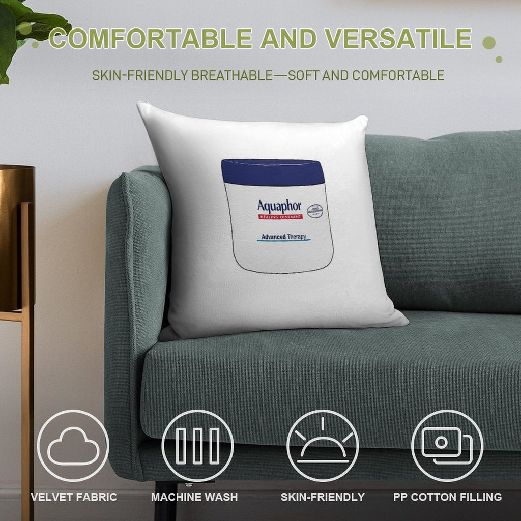 Aquaphor Soft Hidden Zipper Throw Pillow