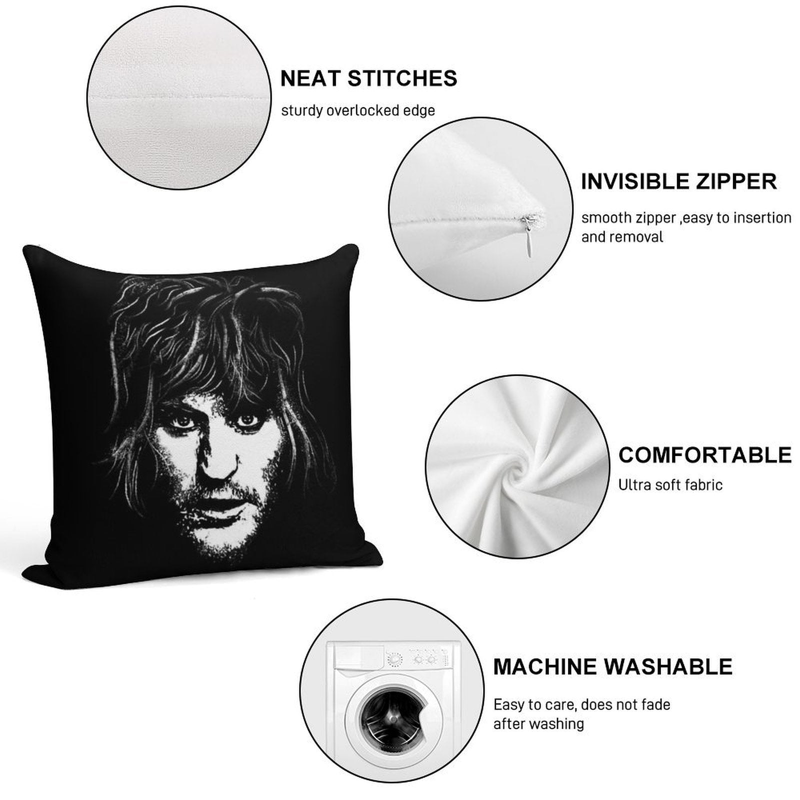 Portrait of Noel Fielding Soft Bedroom Essential Throw Pillow