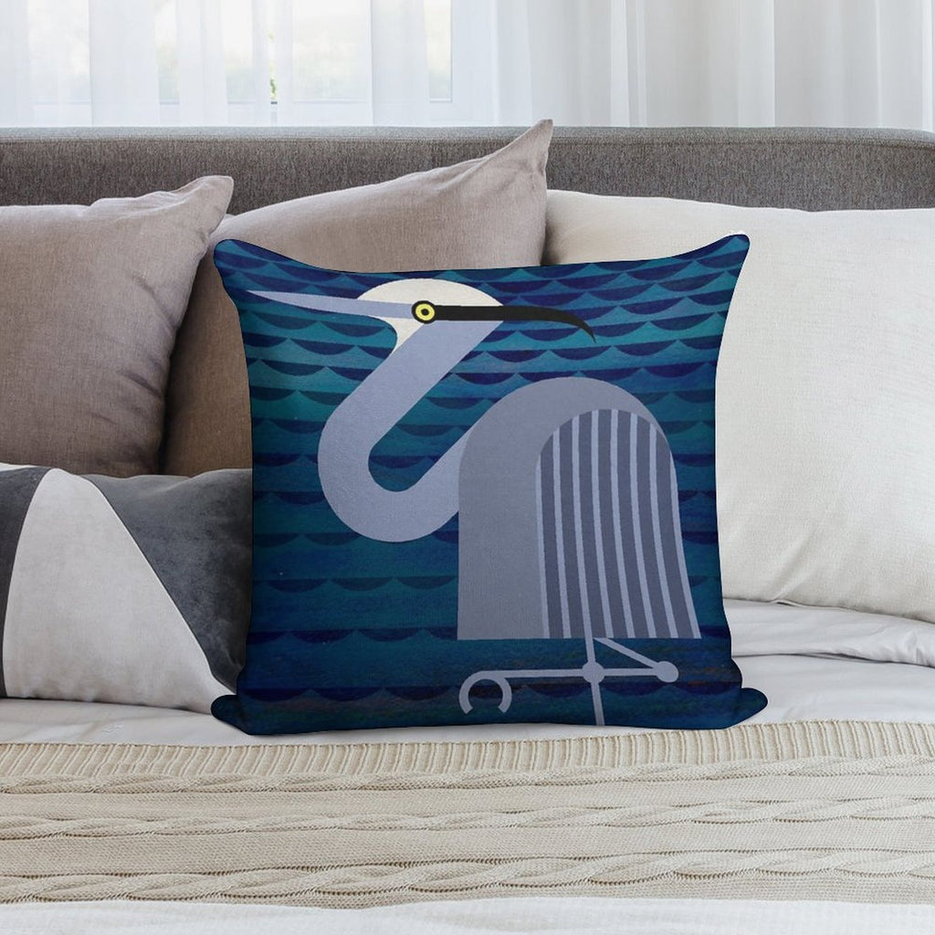 Heron Soft Decorative Cover Throw Pillow