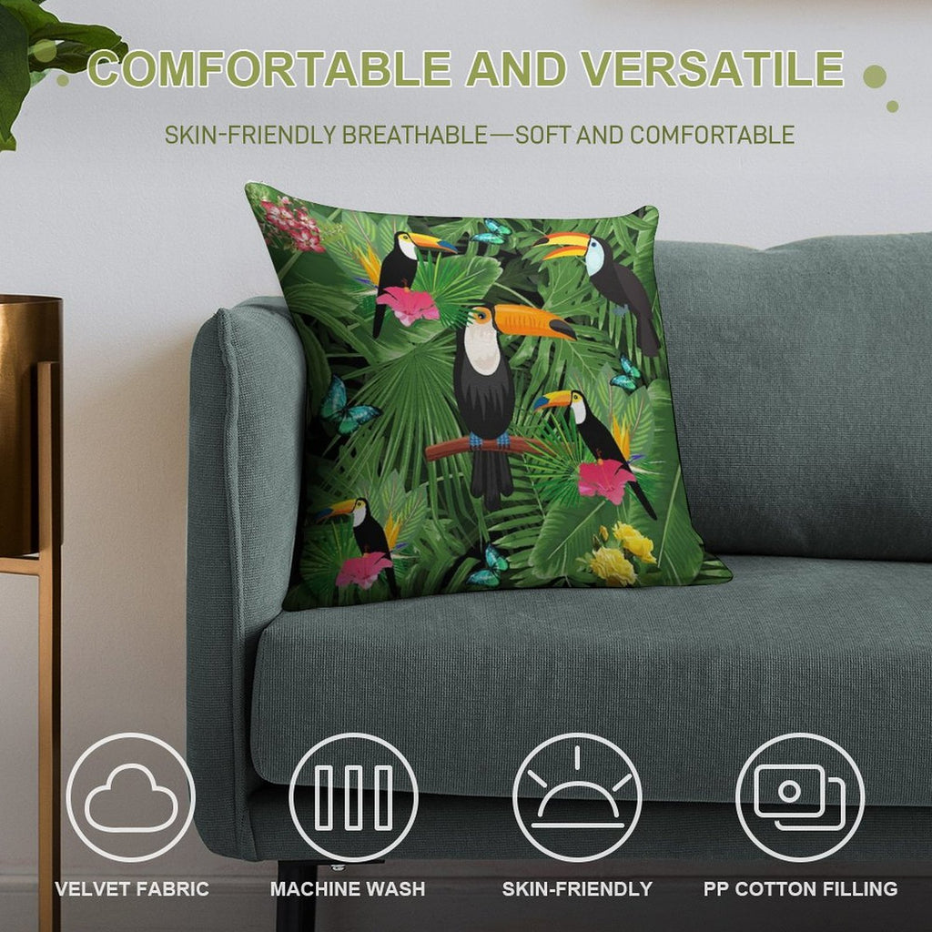 Toucan Tropic Soft Reinforced Edging Throw Pillow
