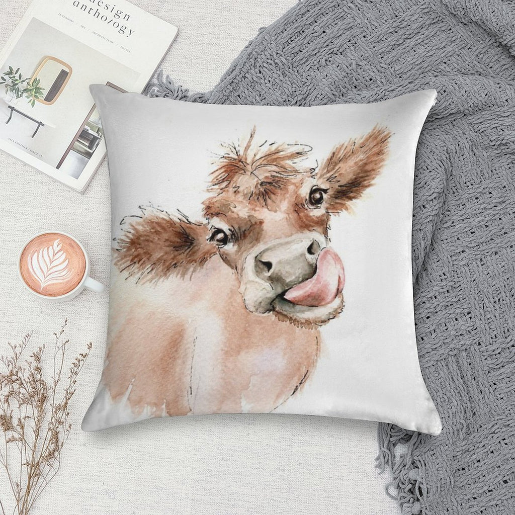Funky Cow Soft Hidden Zipper Throw Pillow