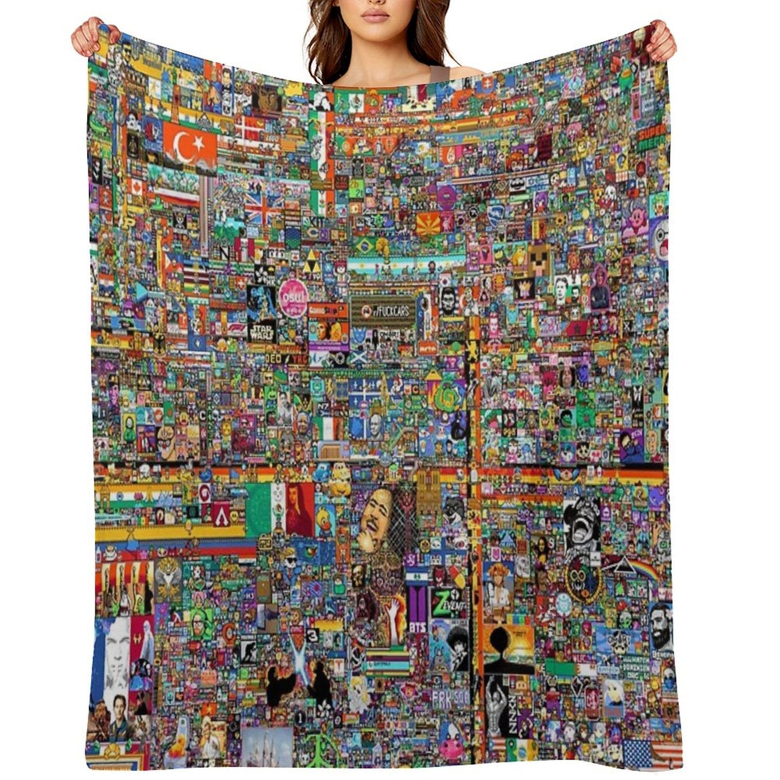 8K R Place 2022 Atlas Final Image Compact Throw Blanket