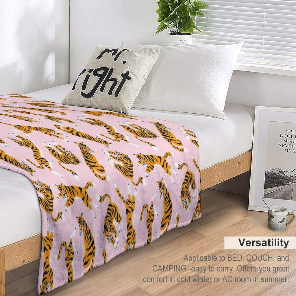 Cute Tigers on Pink Versatility Throw Blanket