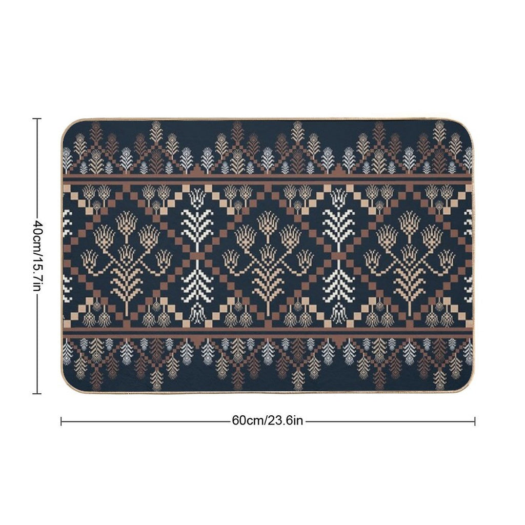 Rustic Floral Weave  Long-Lasting Bath Mat