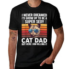 Super Sexy Cat Dad Funny Cat Father Best Cat Dad  Heathered Texture T-Shirt