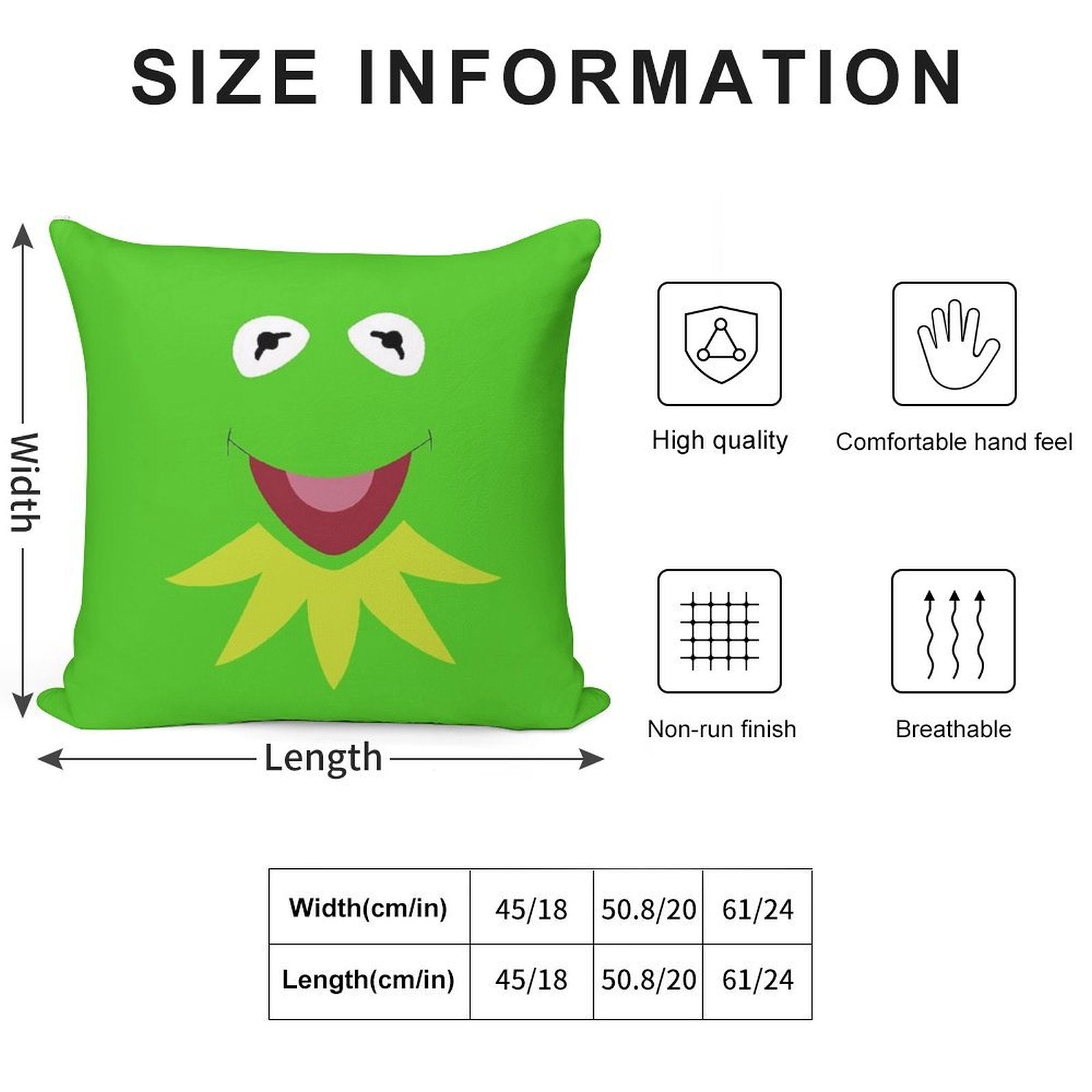 Kermit Soft Easy Maintenance Throw Pillow