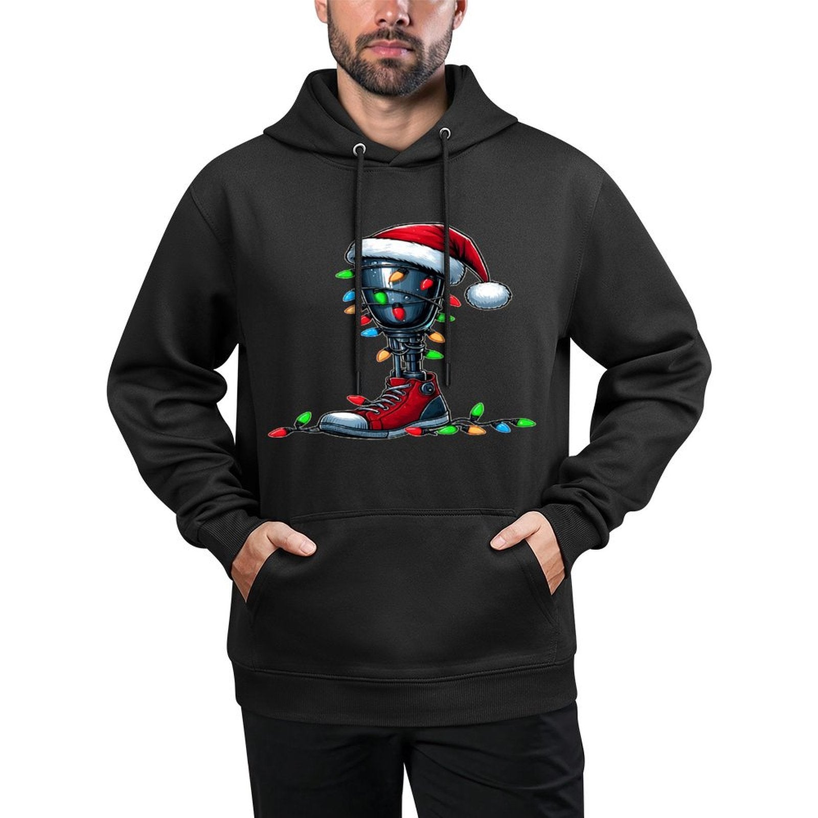 Leg Prosthetics Amputee Amputation Christmas Hat Xmas Shrink-Resistant Hoodie