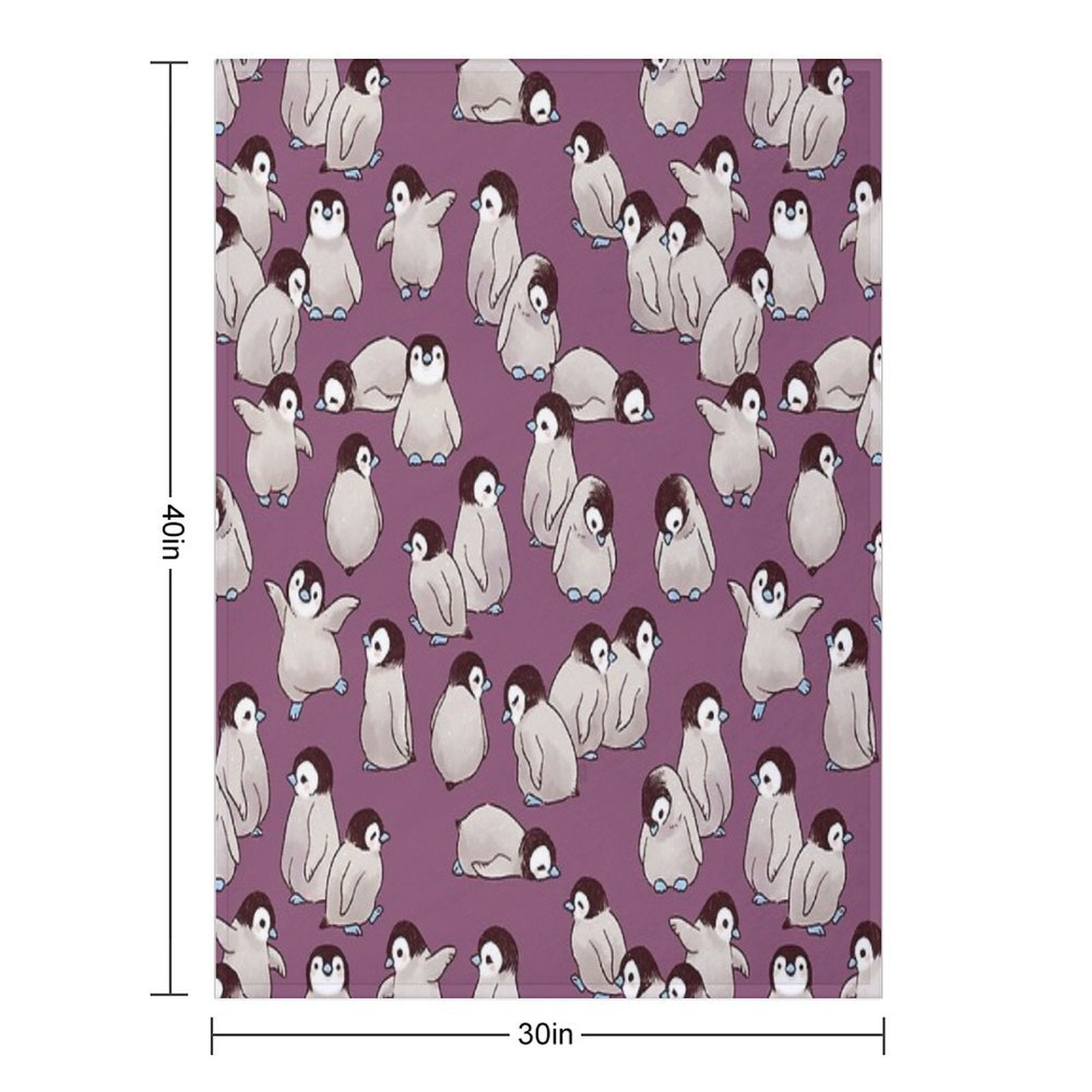 Penguin Pattern Sustainable Throw Blanket