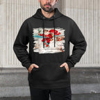 Vintage Pink Santa Riding Bicycle Bunny And Deer Xmas Party Durable Construction Hoodie