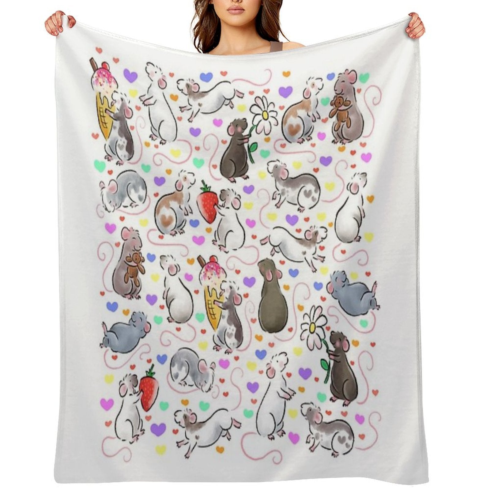 I Love Rats Velvety-soft Throw Blanket