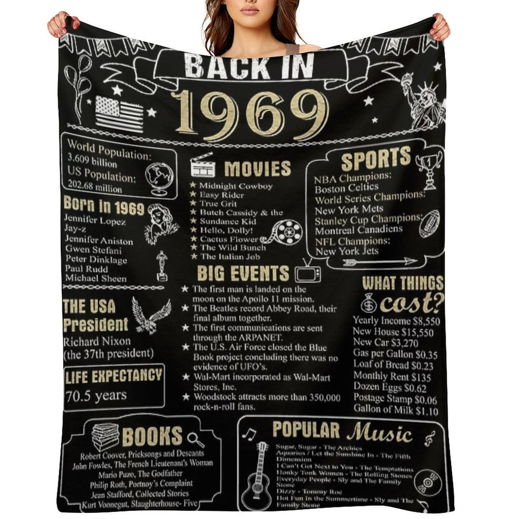 Birthday Anniversary 1969 History Back in 1969 Plush Throw Blanket