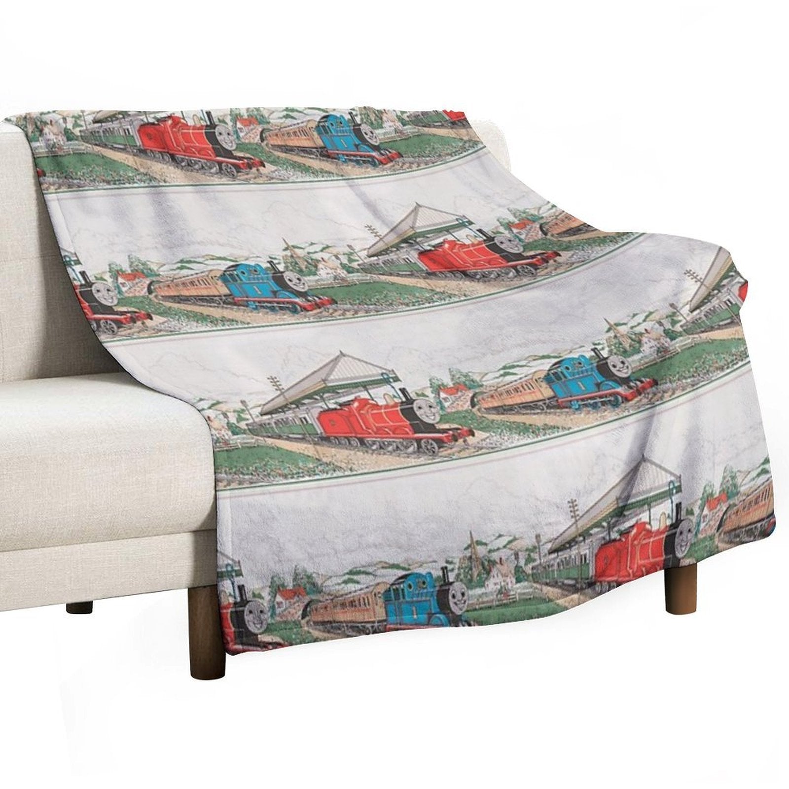 Vintage Thomas And James Seamless Pattern (Thomas The Tank Engine) Versatility Throw Blanket