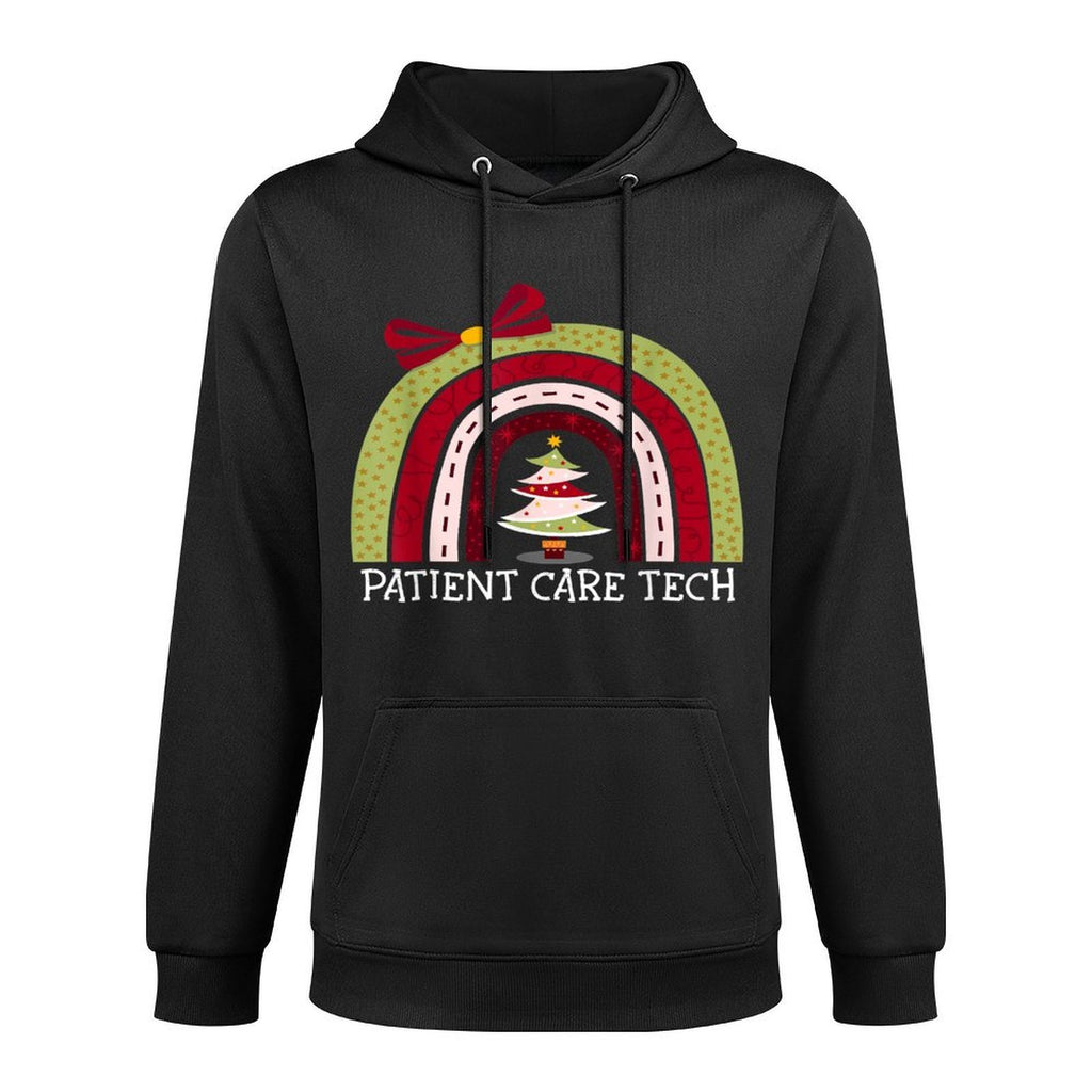 Merry Christmas Patient Care Tech Rainbow Funny Xmas Tree Relaxed Fit Hoodie