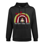Merry Christmas Patient Care Tech Rainbow Funny Xmas Tree Relaxed Fit Hoodie