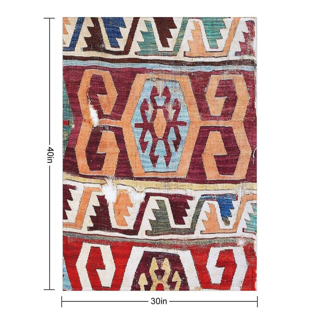 Konya 18th Century Central Anatolian Kilim Print Premium Throw Blanket