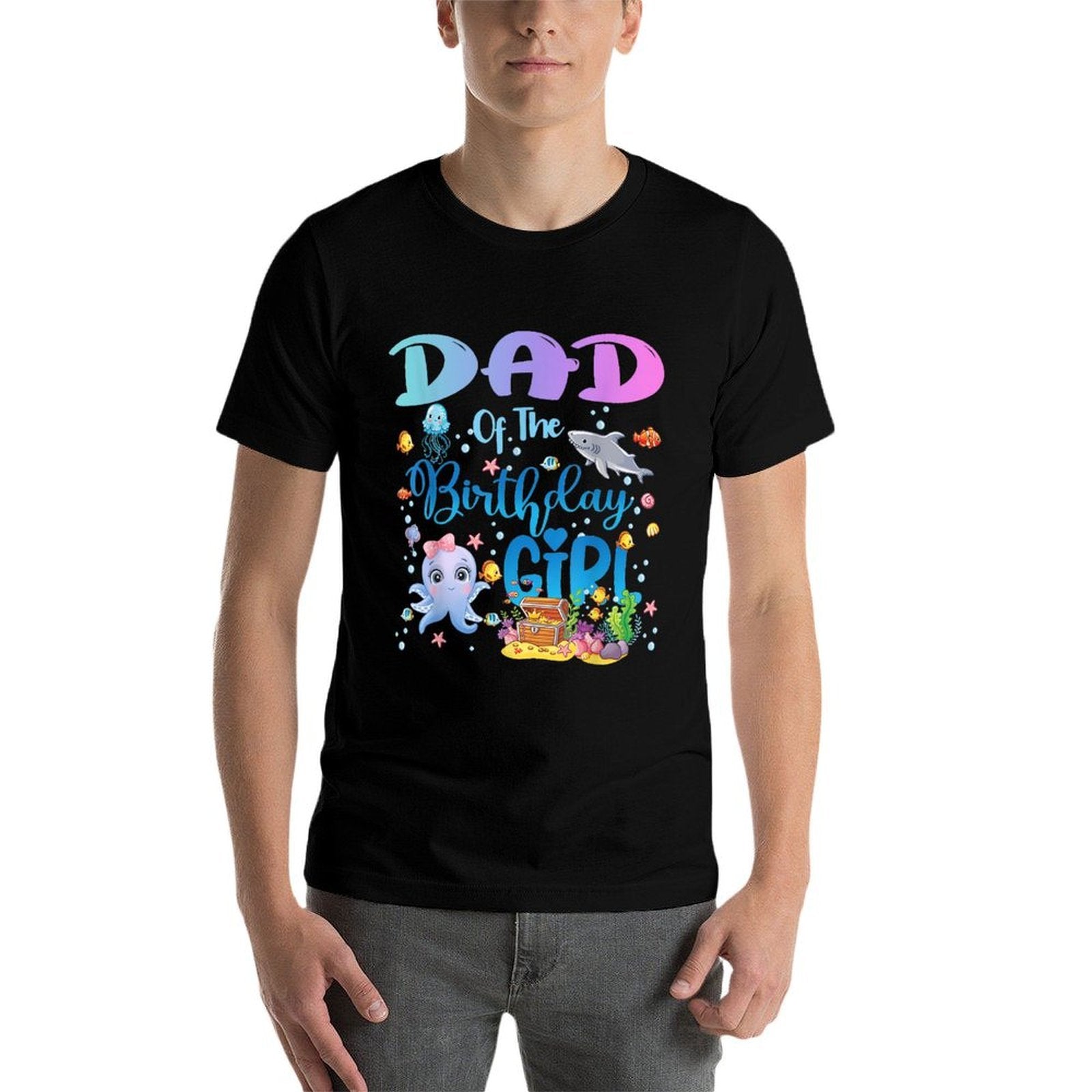Dad Of The Birthday Girl Sea Fish Ocean Aquarium  Graphic-printed T-Shirt