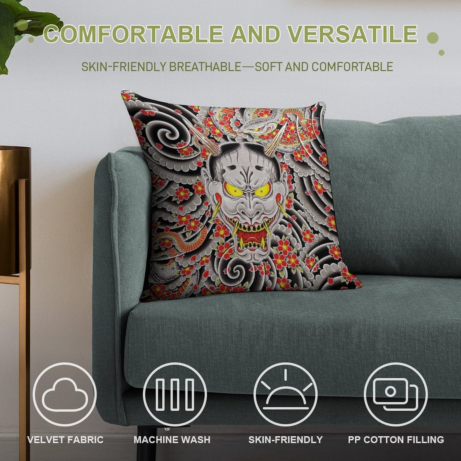 Goro Majima's Hannya  Yakuza 0 Soft Bedroom Essential Throw Pillow