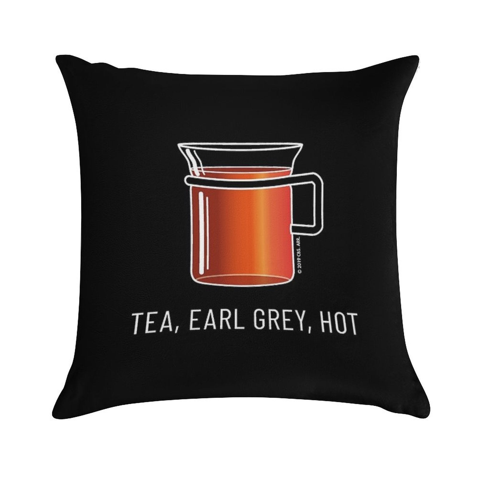 Tea, Earl Grey, Hot - Captain Picard, Star Trek TNG, (dark Backgrounds) Soft High-Density Material Throw Pillow