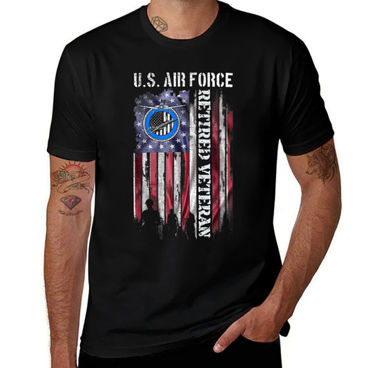 Vintage USA American US Air Force Proud Retired Veteran Women Men  Fade-proof Color T-Shirt
