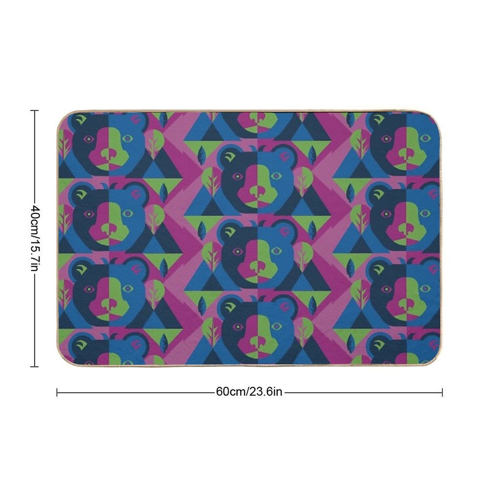 Bear Colorful Modern Art  Repositionable Bath Mat
