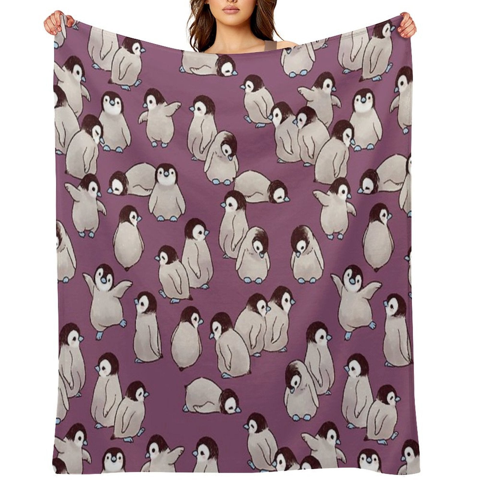 Penguin Pattern Sustainable Throw Blanket