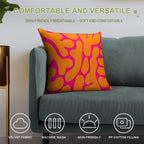 Preppy Coral Reefs Pattern in Pink And Orange Soft Bedroom Essential Throw Pillow