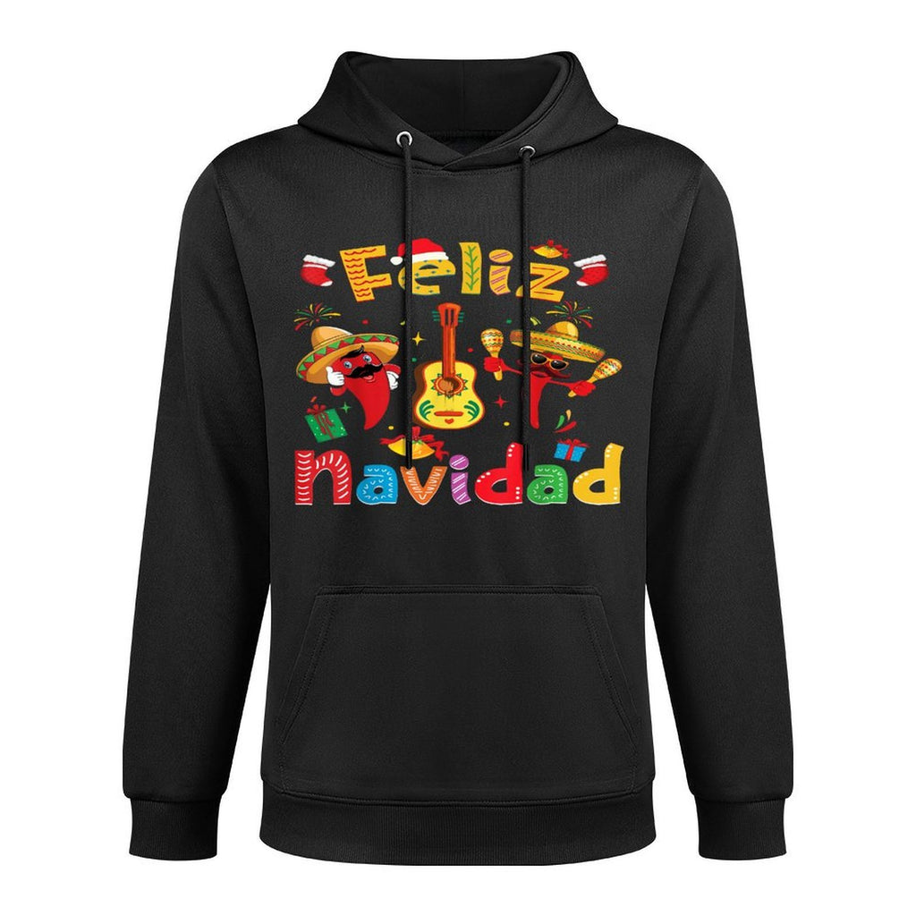 Feliz Navidad Mexican Fiesta Hot Pepper Guitar Xmas Party Casual Wear Hoodie