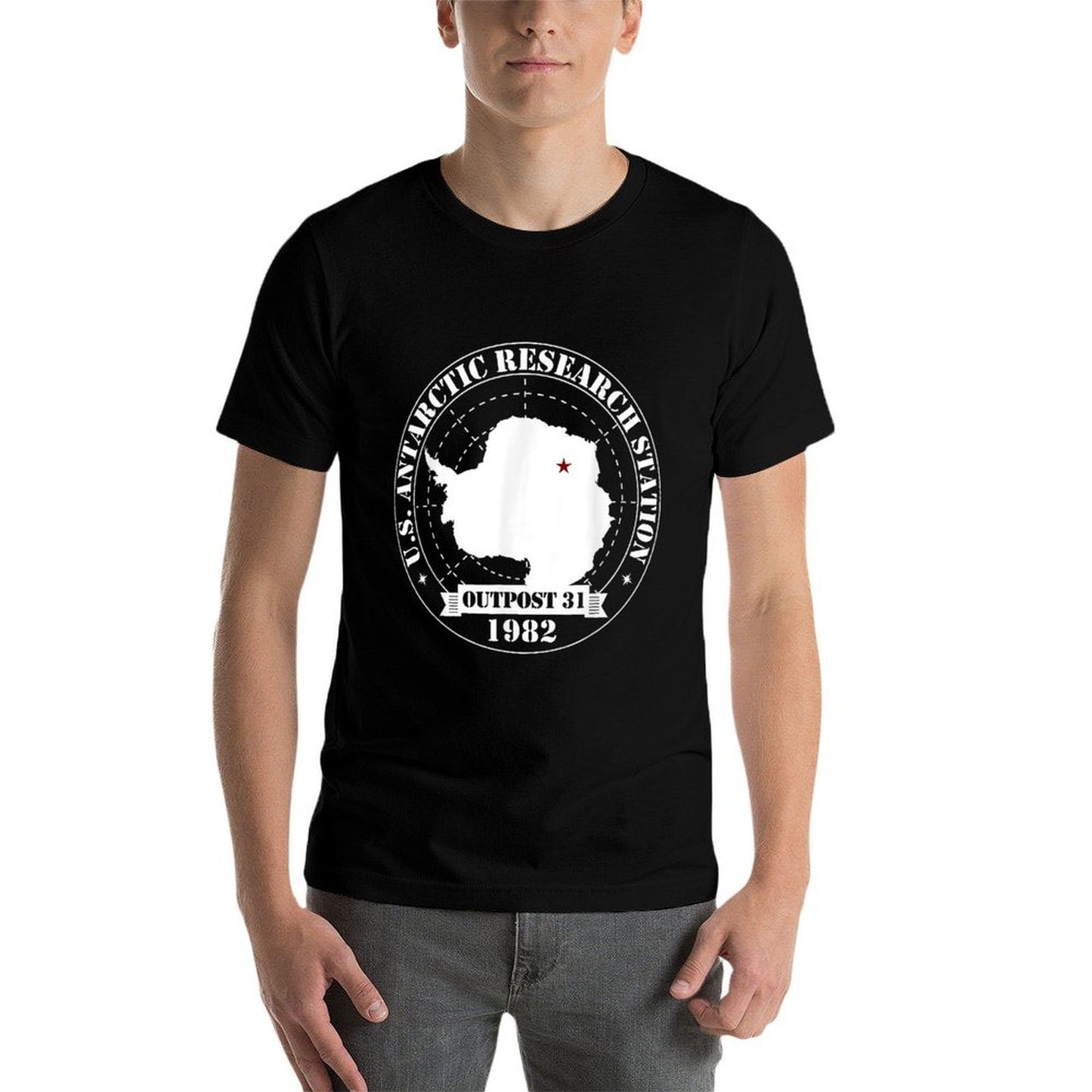 US Antarctic Research Station Outpost 31 Year 1982  Slim-fit Cut T-Shirt