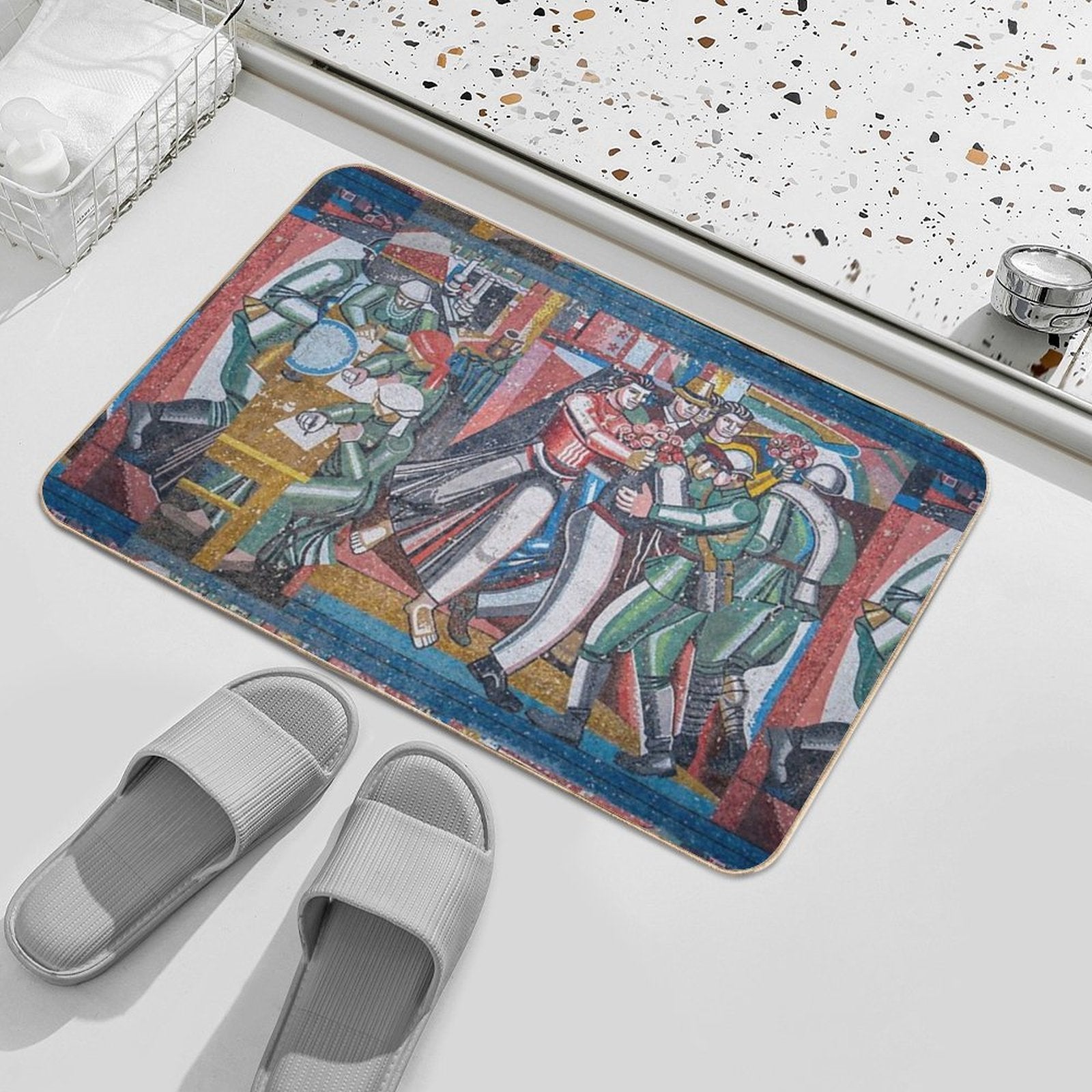 Soviet Mosaic from Cahul, Moldova #4  Stain-Proof Bath Mat
