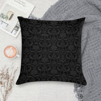 Victorian Gothic Pattern (Black) Soft Washable Throw Pillow