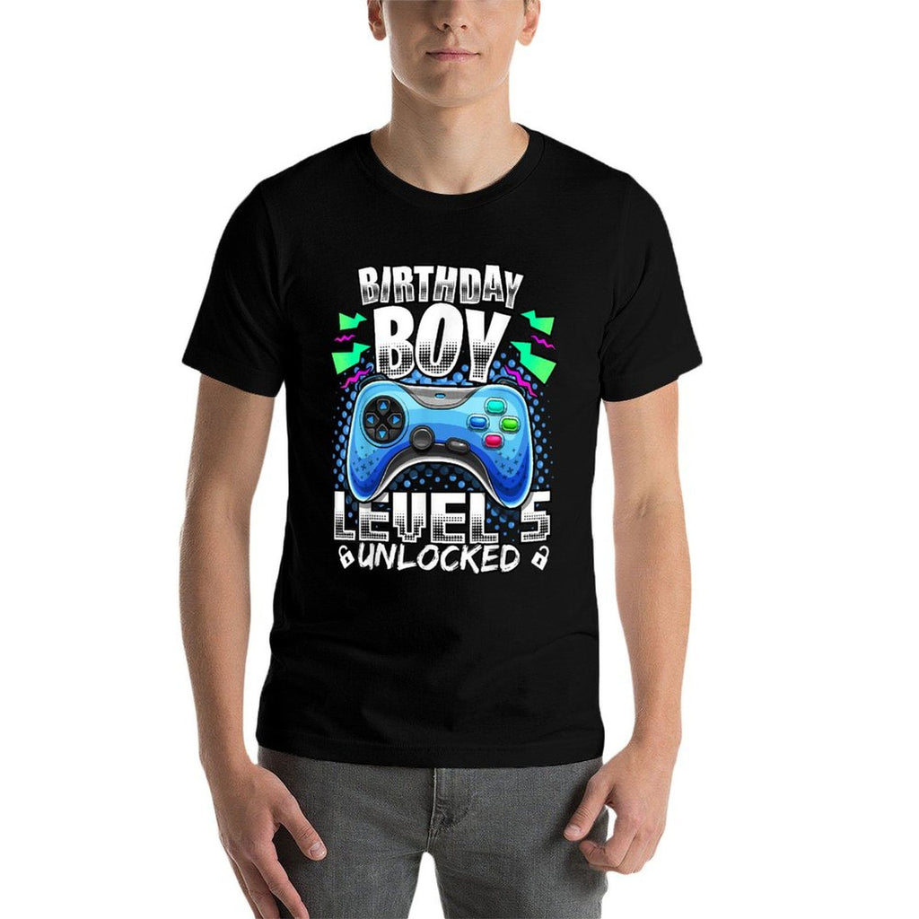 Level 5 Unlocked Video Game 5th Birthday Gamer Gift Boys  Polyester Blend T-Shirt